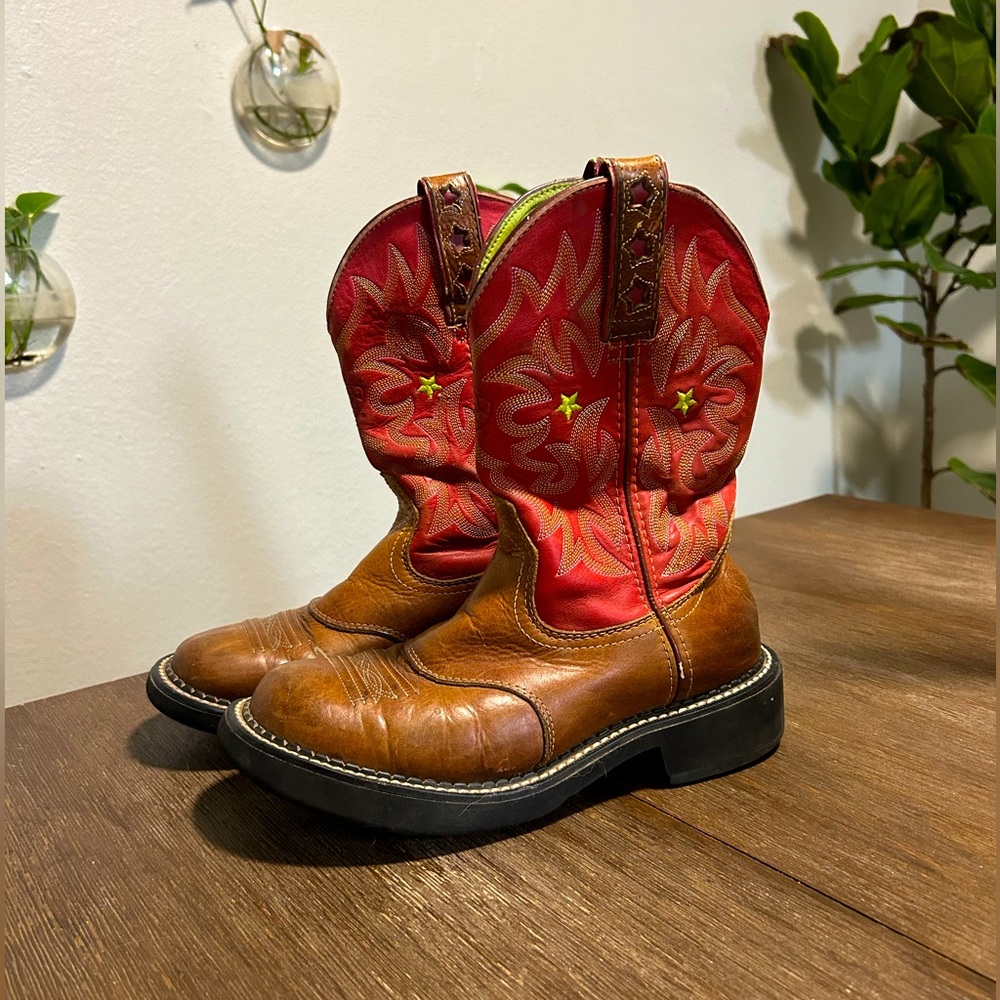 Ariat Red and Brown Boots